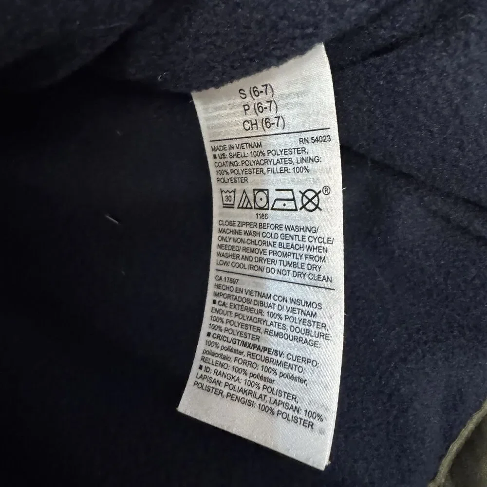 Old Navy Jacket Youth 6-7 Olive Green Vest Full Zip Mock Neck Pockets Quilted